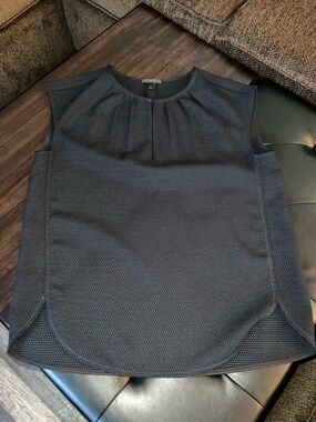 J. Crew Black Textured Pleat-Neck Sleeveless Shell textured high quality mater